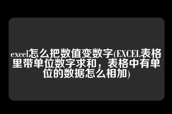 excel怎么把数值变数字(EXCEL表格里带单位数字求和，表格中有单位的数据怎么相加)