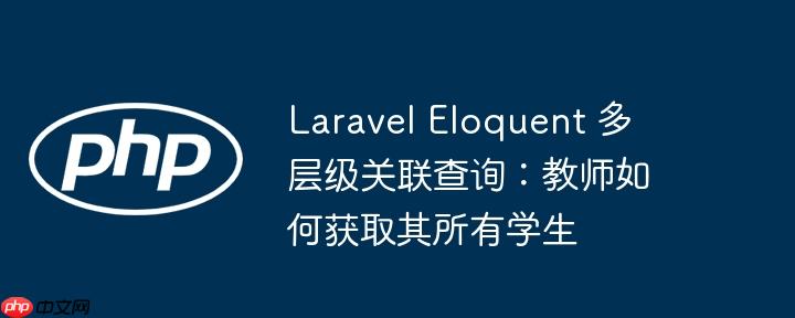 laravel eloquent 多层级关联查询：教师如何获取其所有学生